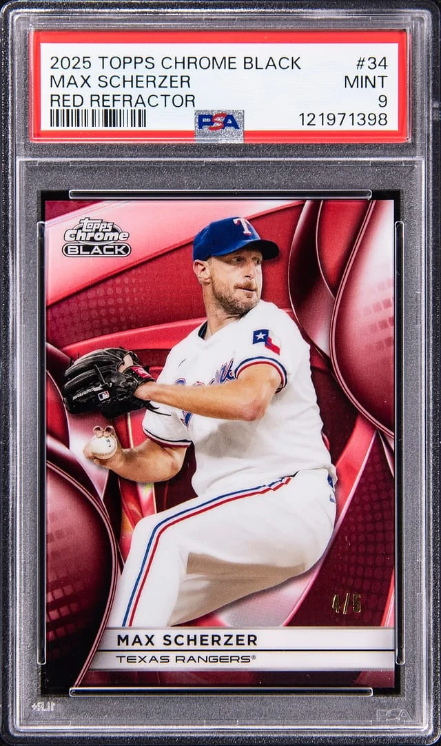 2025 Topps Chrome Black Max Scherzer Red Refractor #34 card image