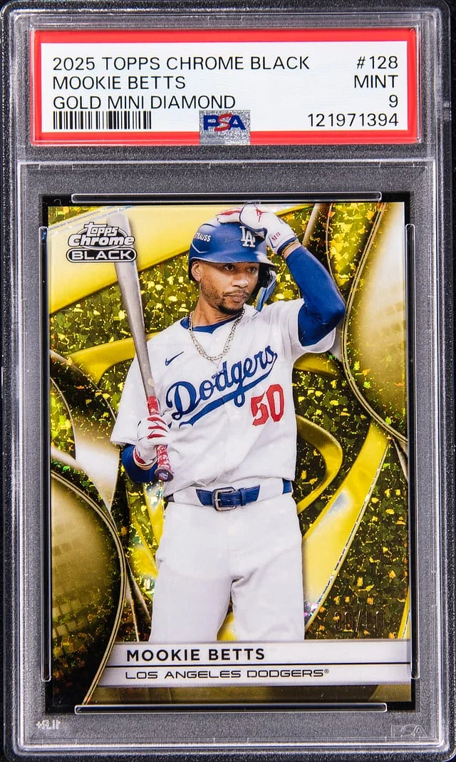 2025 Topps Chrome Black Mookie Betts Gold Mini Diamond #128 card image