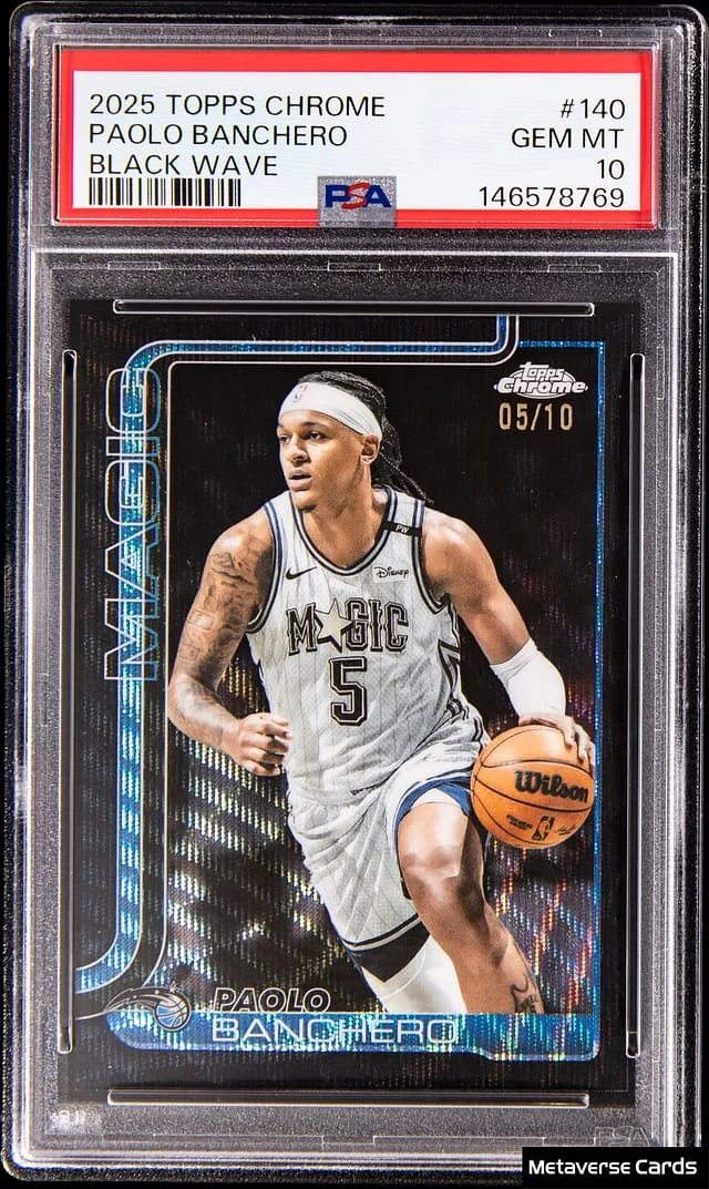 2025 Topps Chrome Black Paolo Banchero Wave Refractor #140 card image