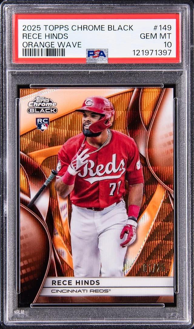 2025 Topps Chrome Black Rece Hinds Orange Wave #149 card image
