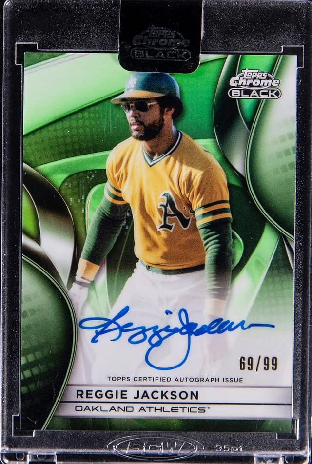 2025 Topps Chrome Black Reggie Jackson Green Parallel #CBA-RJA card image