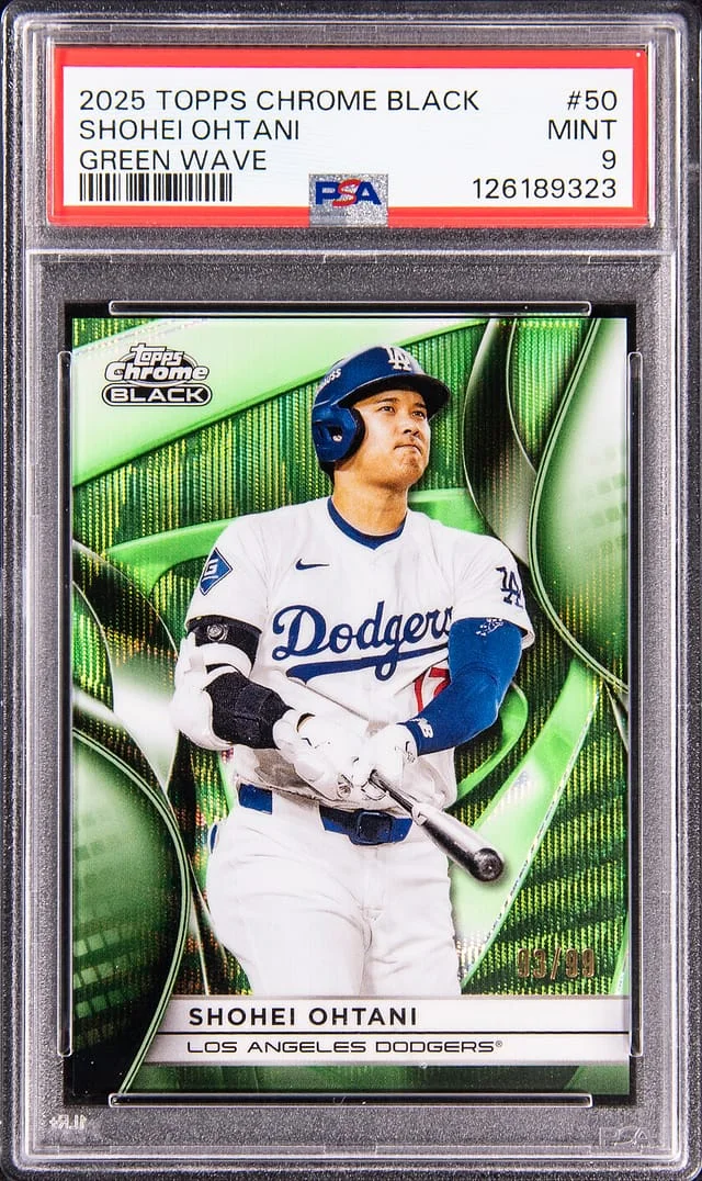 2025 Topps Chrome Black Shohei Ohtani Green Wave #50 card image