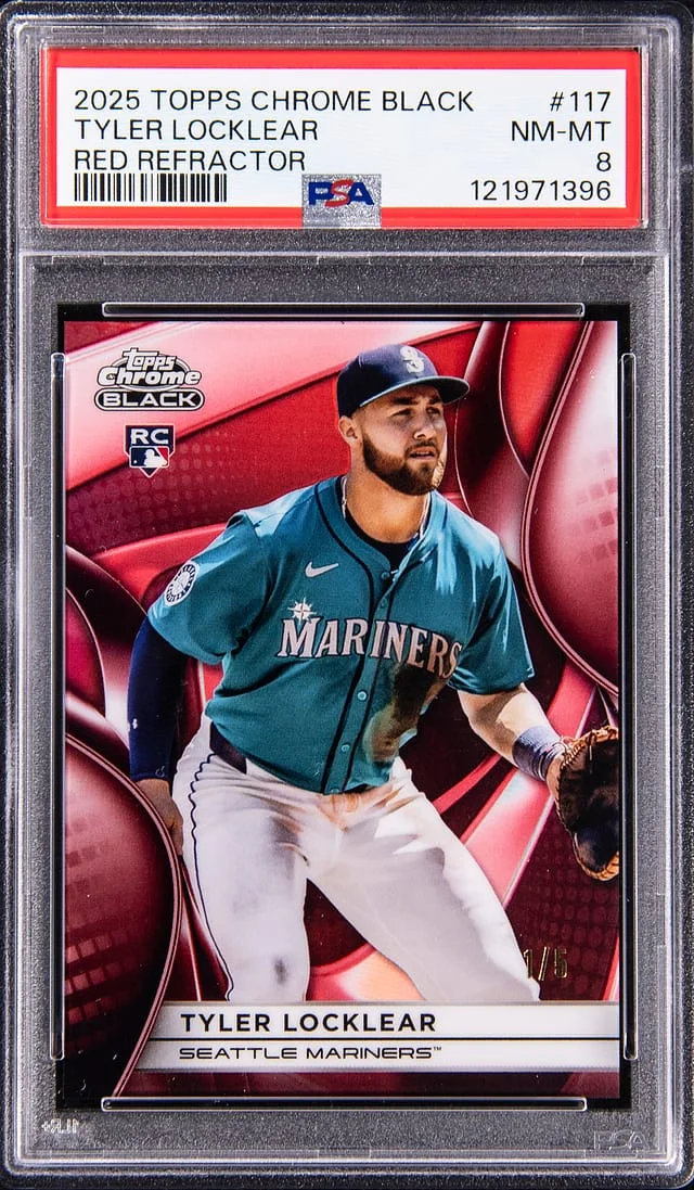 2025 Topps Chrome Black Tyler Locklear Red Refractor #117 card image