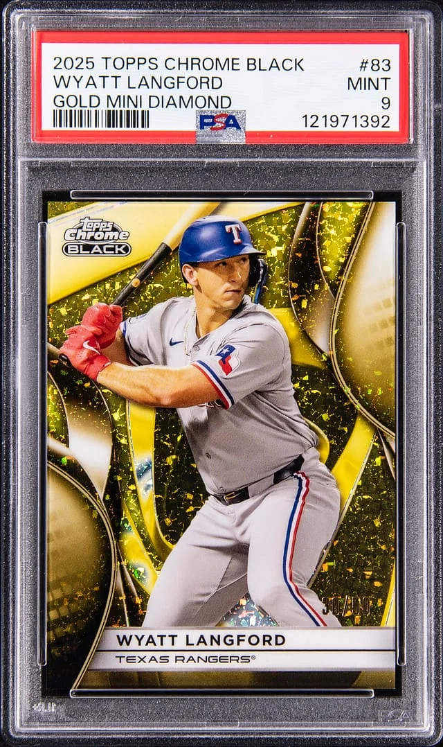 2025 Topps Chrome Black Wyatt Langford Gold Mini Diamond #83 card image