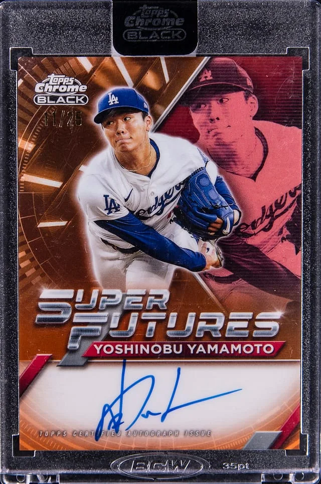 2025 Topps Chrome Black Yoshinobu Yamamoto Super Futures Autograph #FSA-YY card image