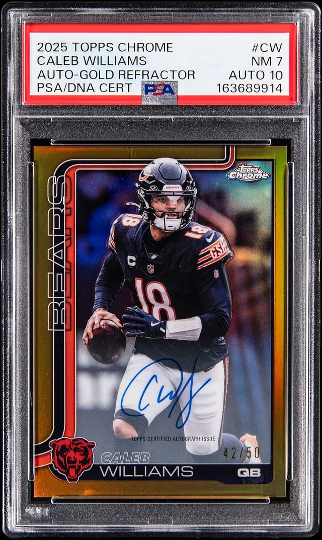 2025 Topps Chrome Caleb Williams Autograph Gold Refractor #BA-CW card image