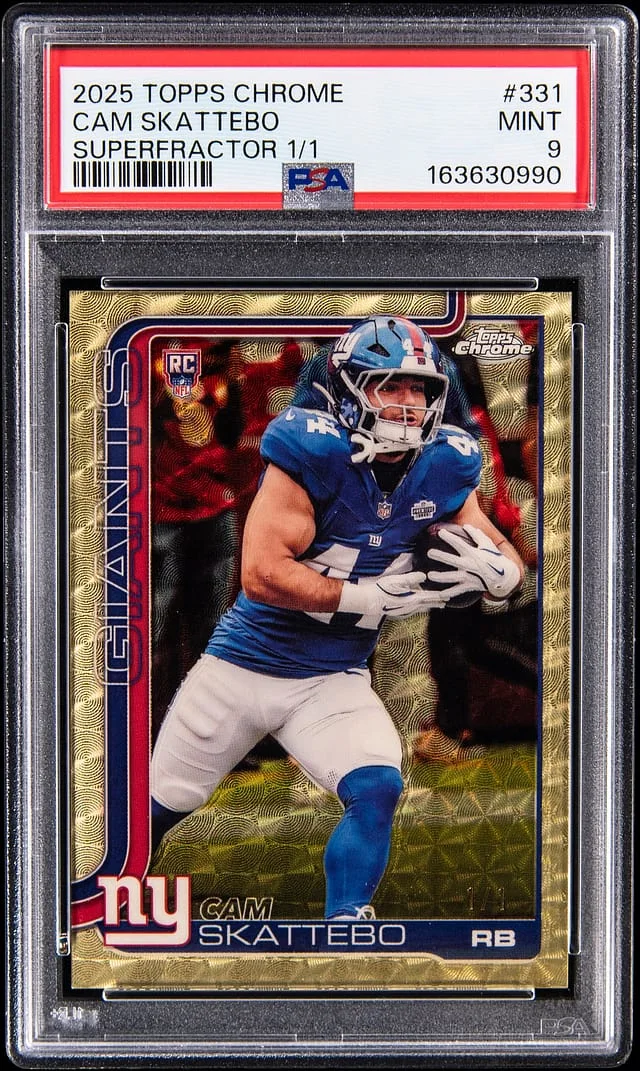 2025 Topps Chrome Cam Skattebo SuperFractor #331 card image