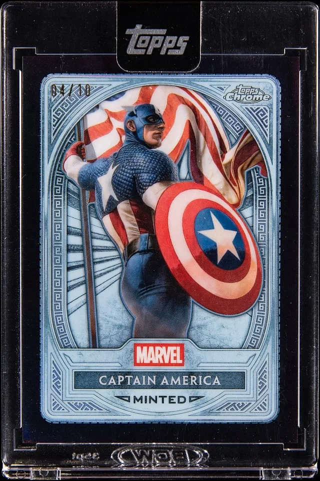 2025 Topps Chrome Captain America - Topps Encased Marvel Minted #104 card image