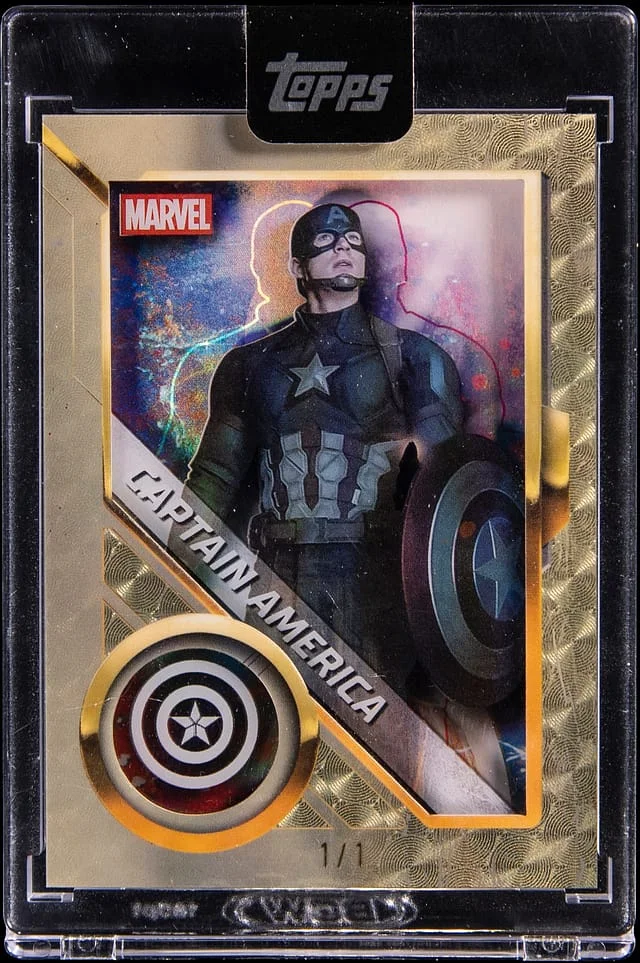 2025 Topps Chrome Captain America - Topps Encased Marvel Studios Avengers Shadowbox SuperFractor #AS-1 card image