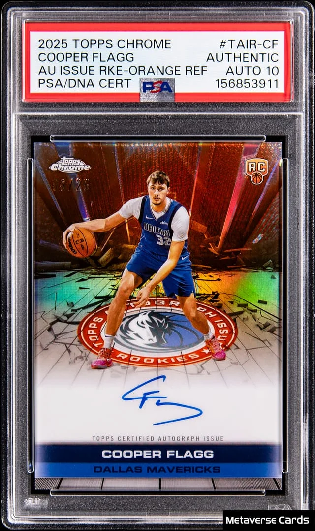 2025 Topps Chrome Cooper Flagg Autograph Issue Orange Refractor #TAIR-CF card image