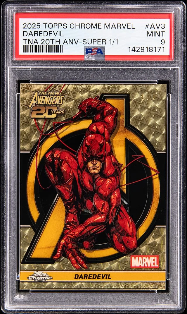 2025 Topps Chrome Daredevil Marvel The New Avengers 20th Anniversary SuperFractor #AV-3 card image