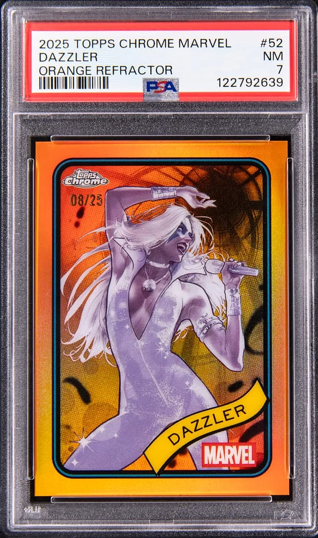 2025 Topps Chrome Dazzler Marvel Orange Refractor #52 card image