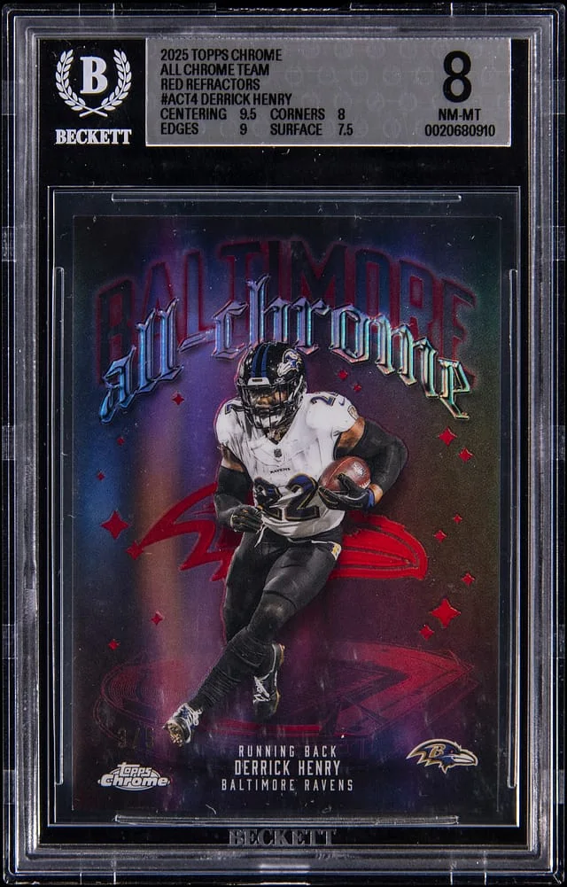 2025 Topps Chrome Derrick Henry All Chrome Team Red Refractor #ACT-4 card image