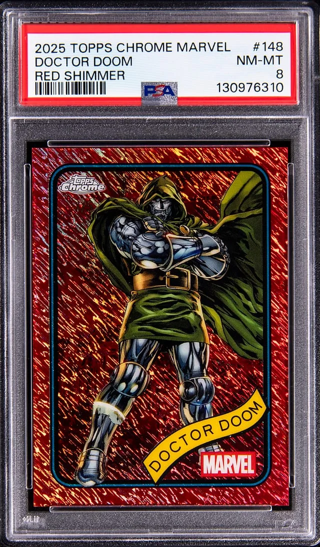 2025 Topps Chrome Doctor Doom Marvel Red Shimmer Refractor #148 card image