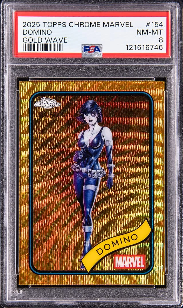 2025 Topps Chrome Domino Marvel Gold Wave Refractor #154 card image