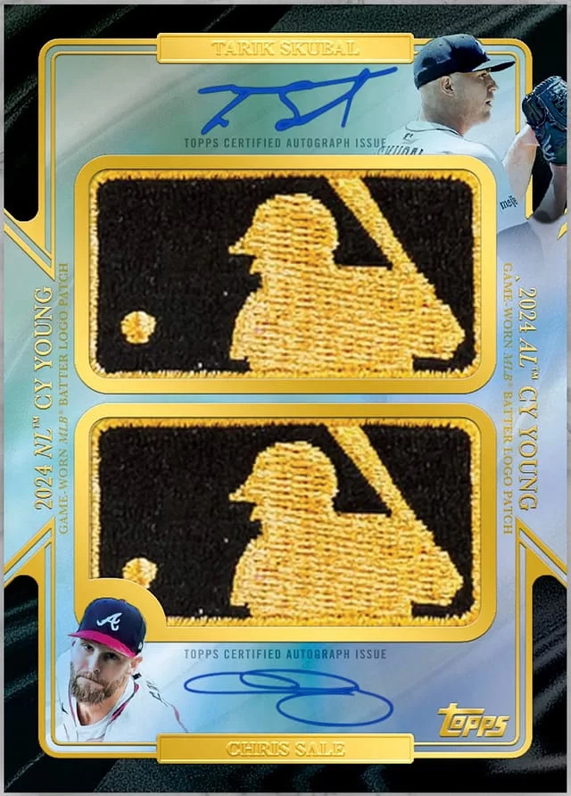 2025 Topps Chrome Dual Gold Logoman Autographs Cy Young Award Winners Chris Sale/Tarik Skubal #no-number card image