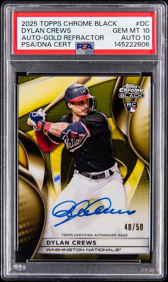 2025 Topps Chrome Dylan Crews Autograph Gold Refractor #CBA-DC card image