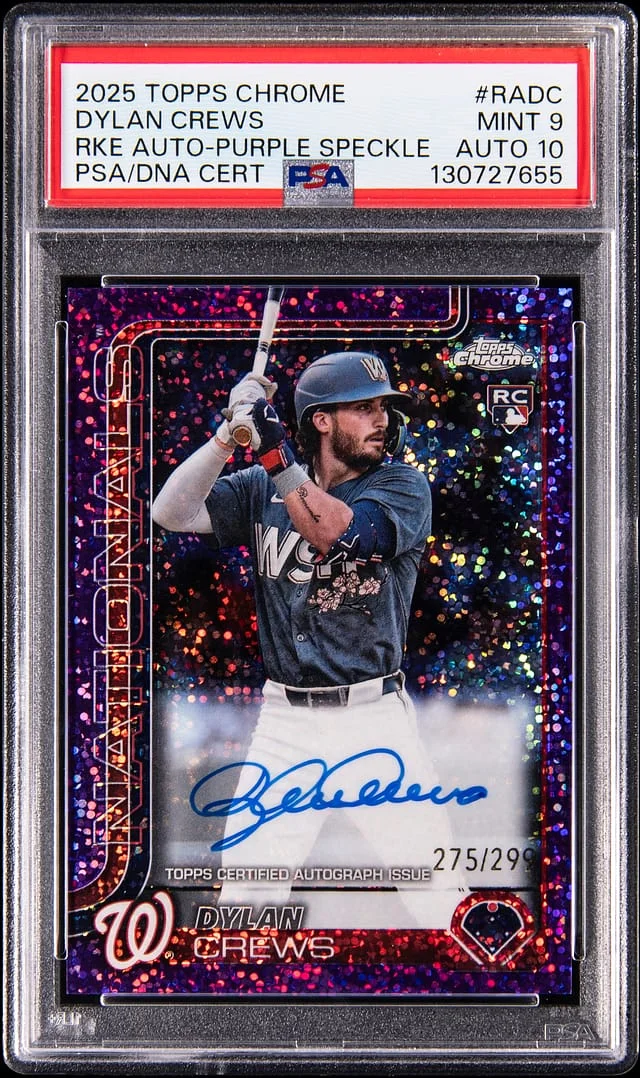 2025 Topps Chrome Dylan Crews Autographs Blue RayWave Refractor #RA-DC card image