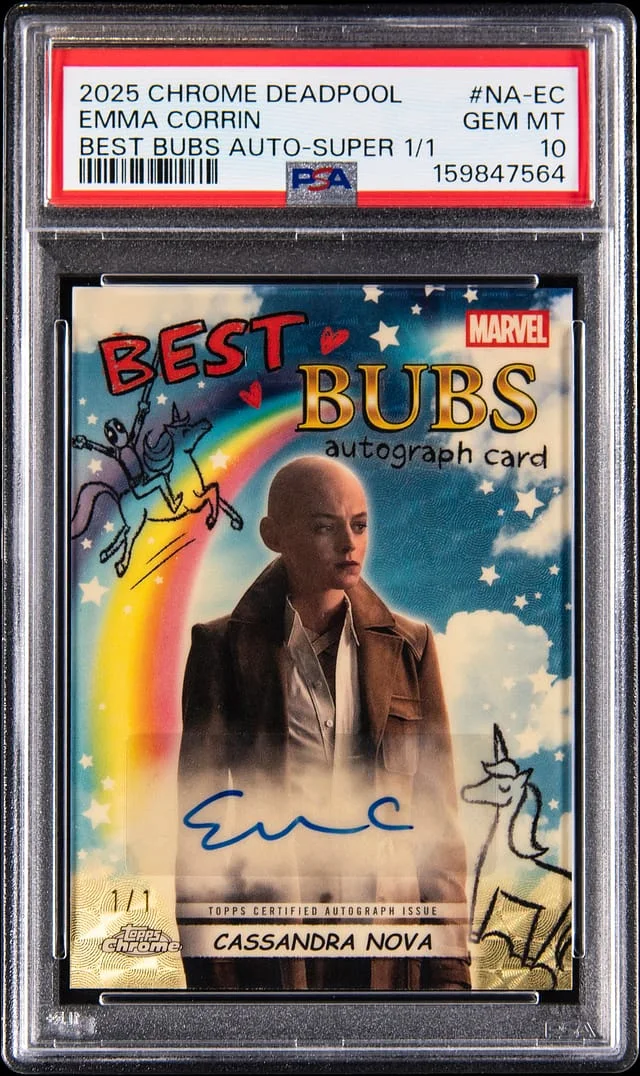 2025 Topps Chrome Emma Corrin (Cassandra Nova) Deadpool Best Bubs Autograph Superfractor #NA-EC card image