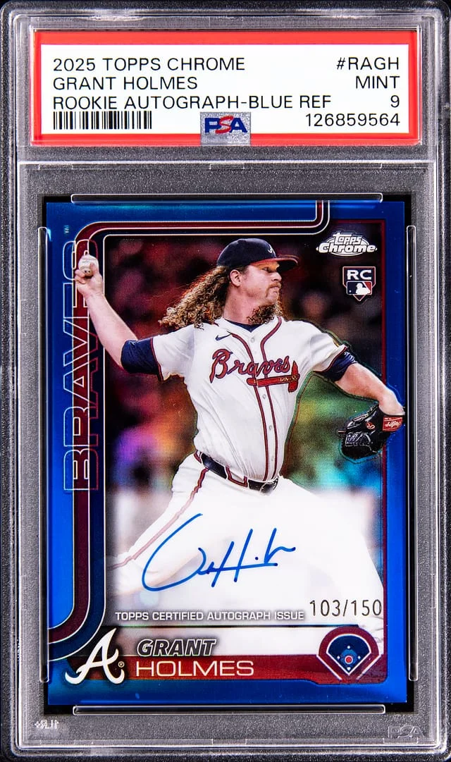 2025 Topps Chrome Grant Holmes Autographs Blue Refractor #RA-GH card image