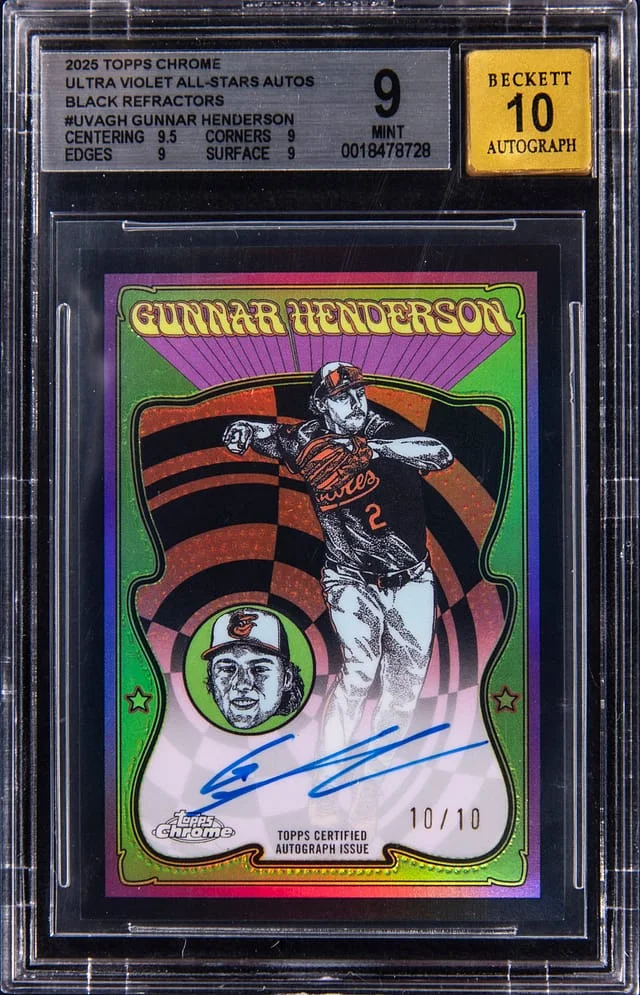 2025 Topps Chrome Gunnar Henderson Ultra Violet All-Stars Autographs Black Refractor #UVA-GH card image