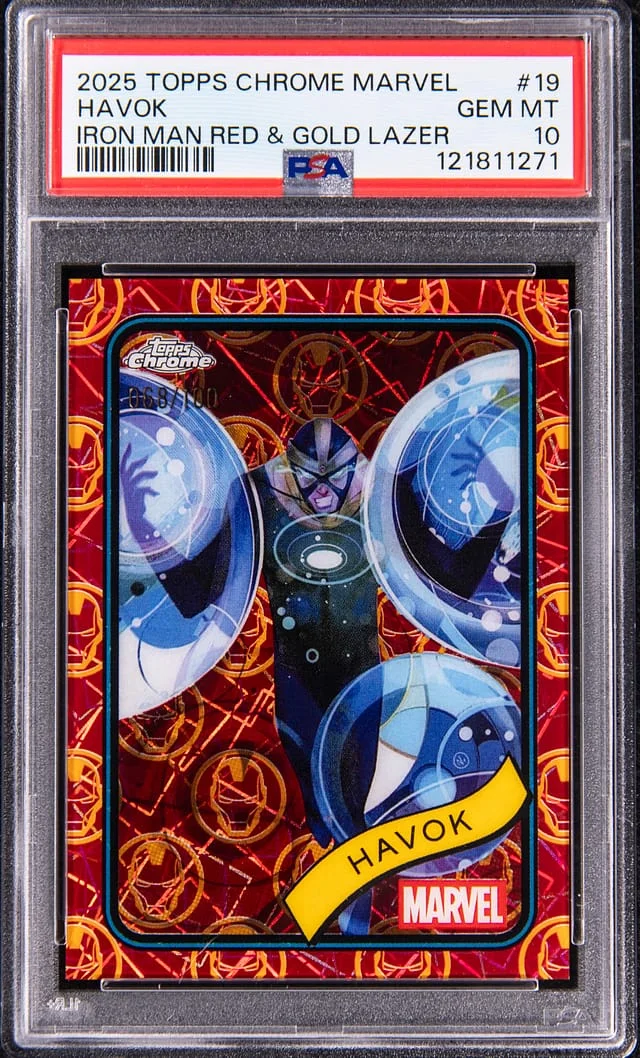 2025 Topps Chrome Havok Marvel Blue & Red Spider Web Refractor #19 card image