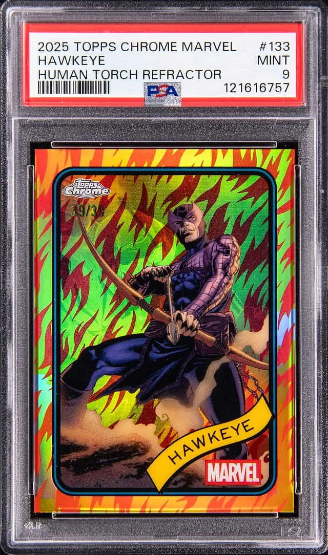 2025 Topps Chrome Hawkeye Marvel Human Torch Refractor #133 card image