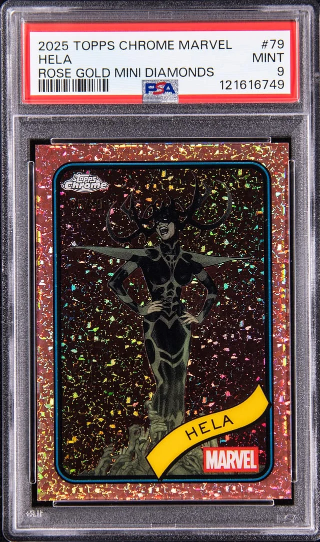 2025 Topps Chrome Hela Marvel Rose Gold Mini Diamonds #79 card image