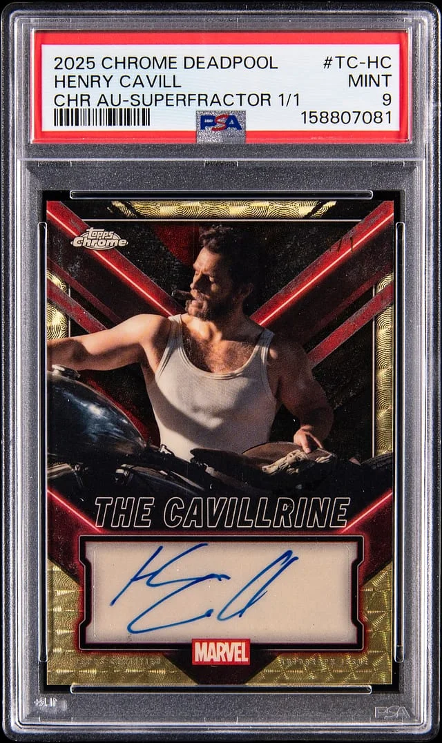 2025 Topps Chrome Henry Cavill Deadpool Chrome Autographs SuperFractor #TC-HC card image