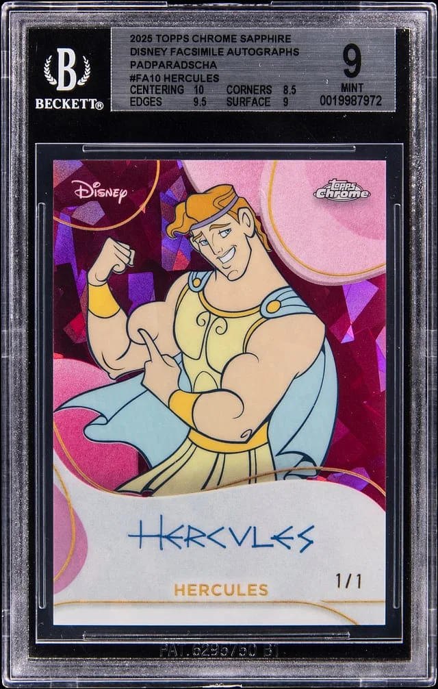2025 Topps Chrome Hercules Disney Facsimile Autographs Padparadscha #FA-10 card image