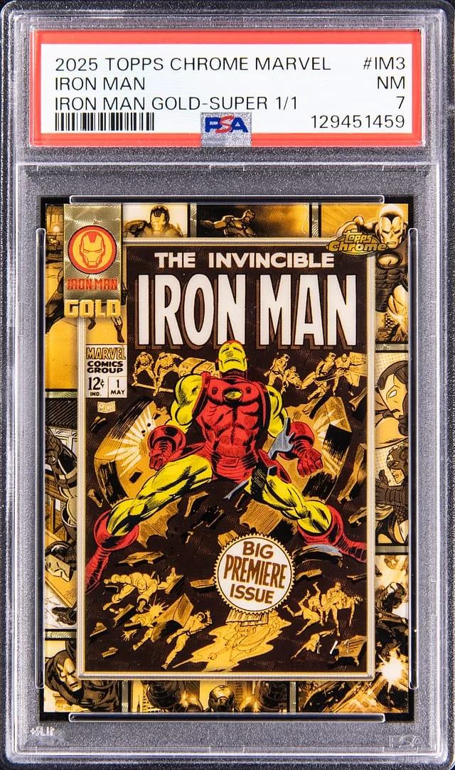 2025 Topps Chrome Iron Man Marvel Gold SuperFractor #IM-3 card image