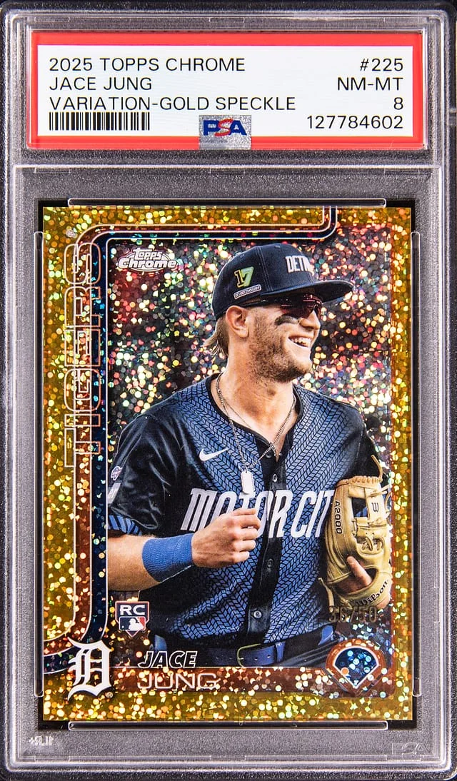 2025 Topps Chrome Jace Jung Variation Gold Speckle Refractor #225 card image