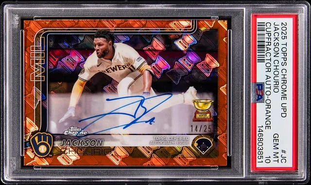 2025 Topps Chrome Jackson Chourio Cupfractor Autograph Orange #CUP-JC card image