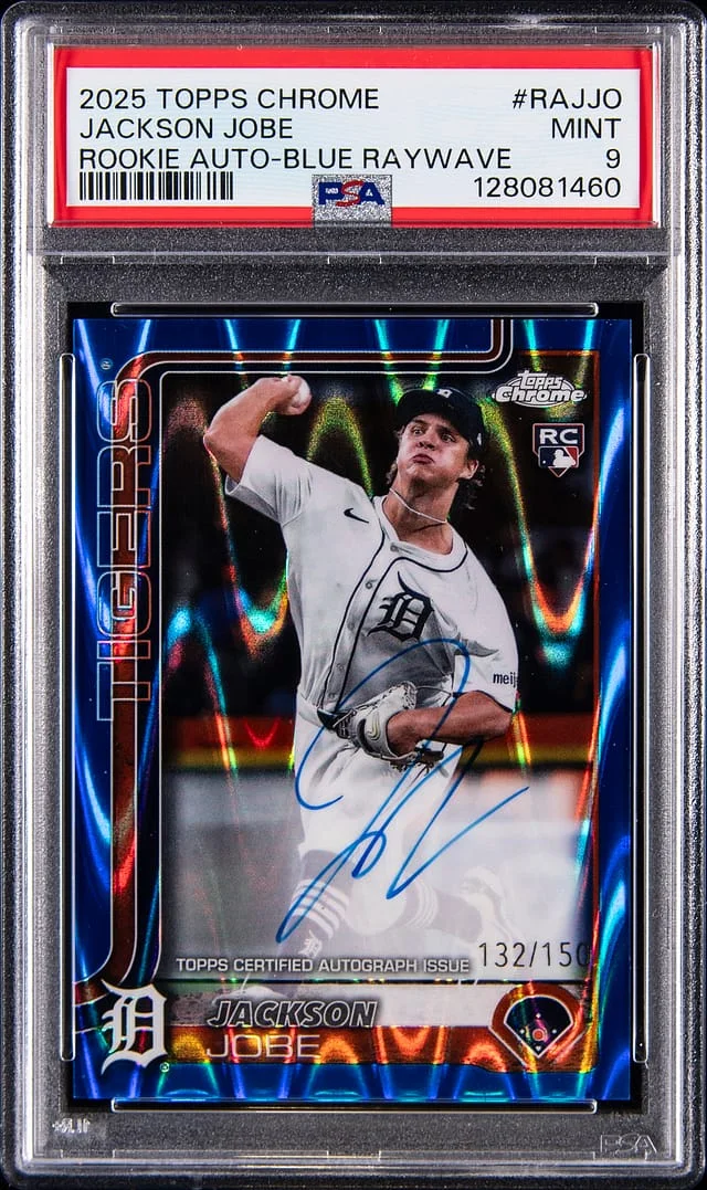 2025 Topps Chrome Jackson Jobe Autographs Blue RayWave Refractor #RA-JJO card image