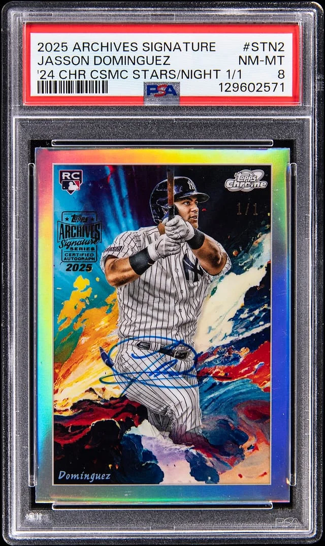 2025 Topps Chrome Jasson Dominguez Archives Signature '24 Chrome Cosmic Stars in the Night Autograph #STN-2 card image