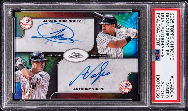 2025 Topps Chrome Jasson Dominguez/Anthony Volpe Dual Autographs #CDA-DOV card image
