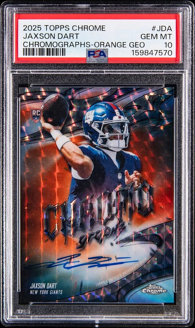 2025 Topps Chrome Jaxson Dart Chromographs Orange Geometric Refractor #CG-JDA card image