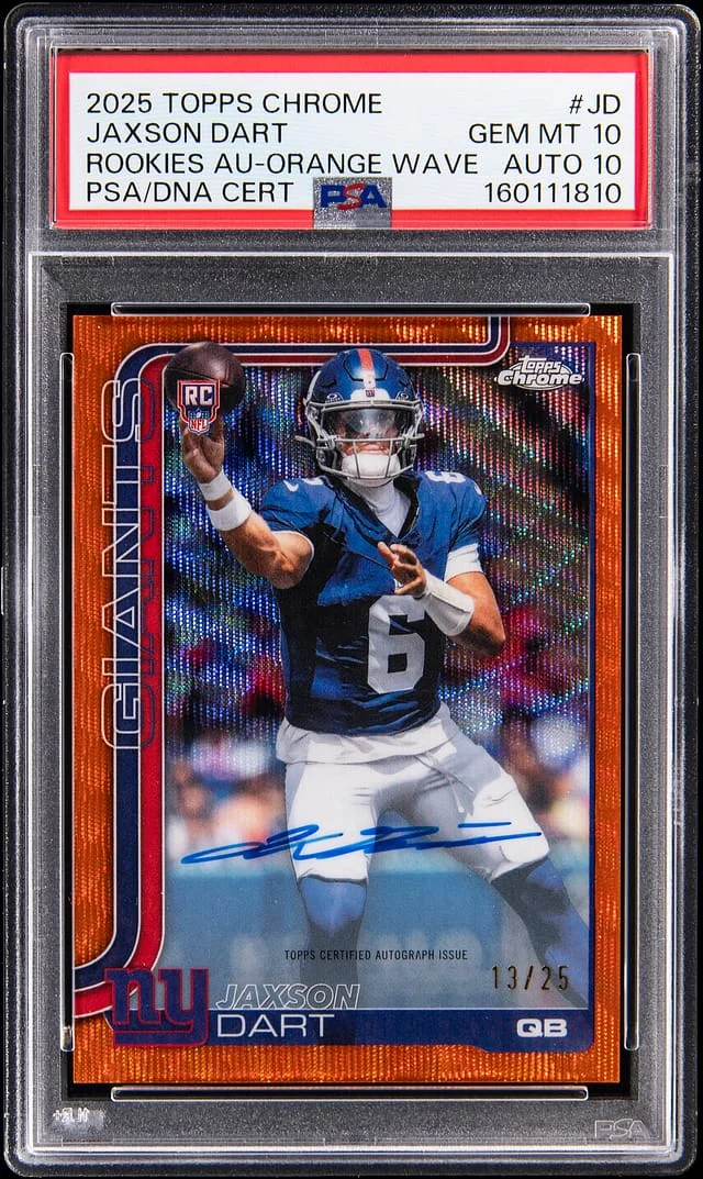 2025 Topps Chrome Jaxson Dart Rookies Autographs Orange Lava Refractor #RA-JD card image