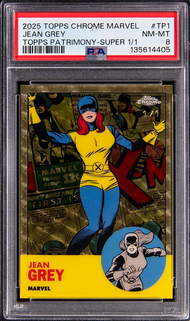 2025 Topps Chrome Jean Grey Marvel Topps Patrimony SuperFractor #TP-1 card image