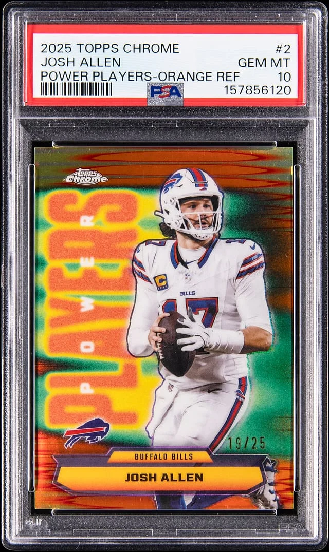2025 Topps Chrome Josh Allen Power Players Orange Refractor #2 card image