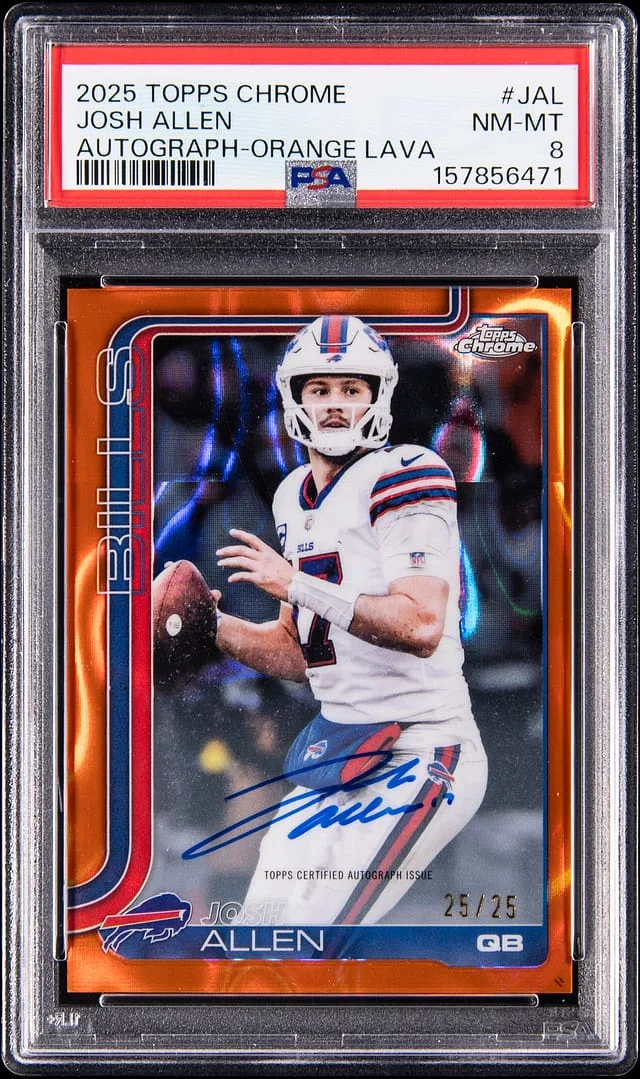 2025 Topps Chrome Josh Allen Autograph Orange Lava #BA-JAL card image
