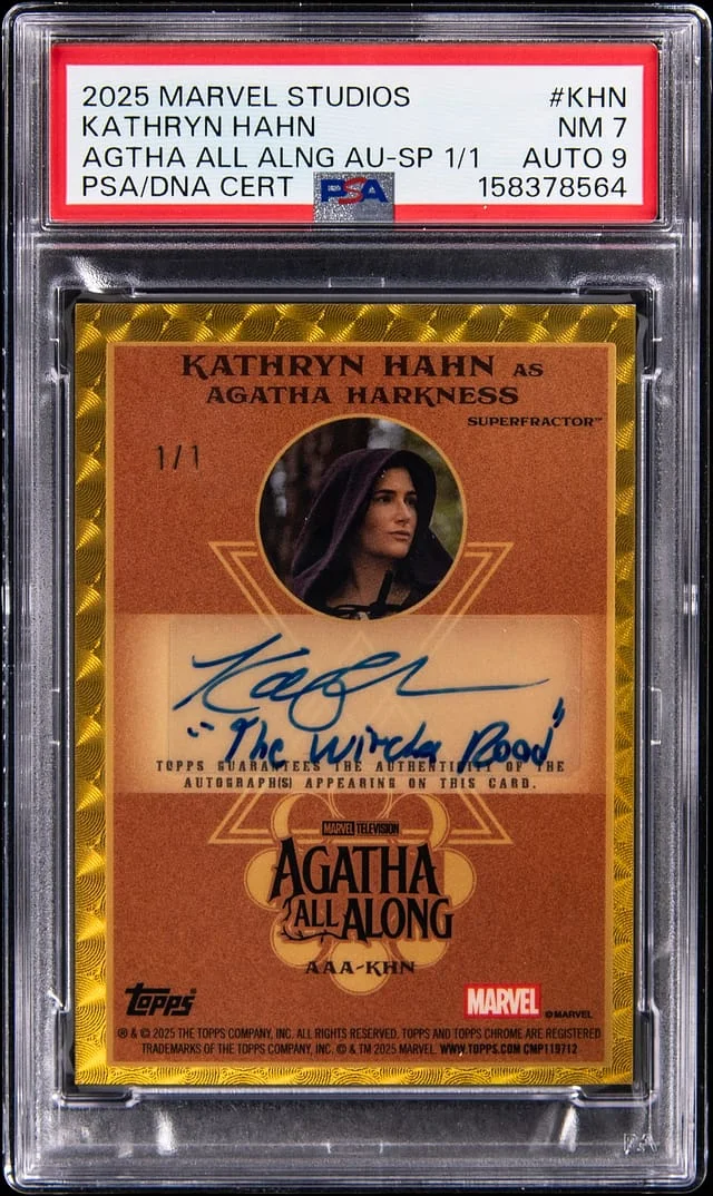 2025 Topps Chrome Kathryn Hahn Marvel Agatha All Along Autographs SuperFractor #AAA-KHN card image