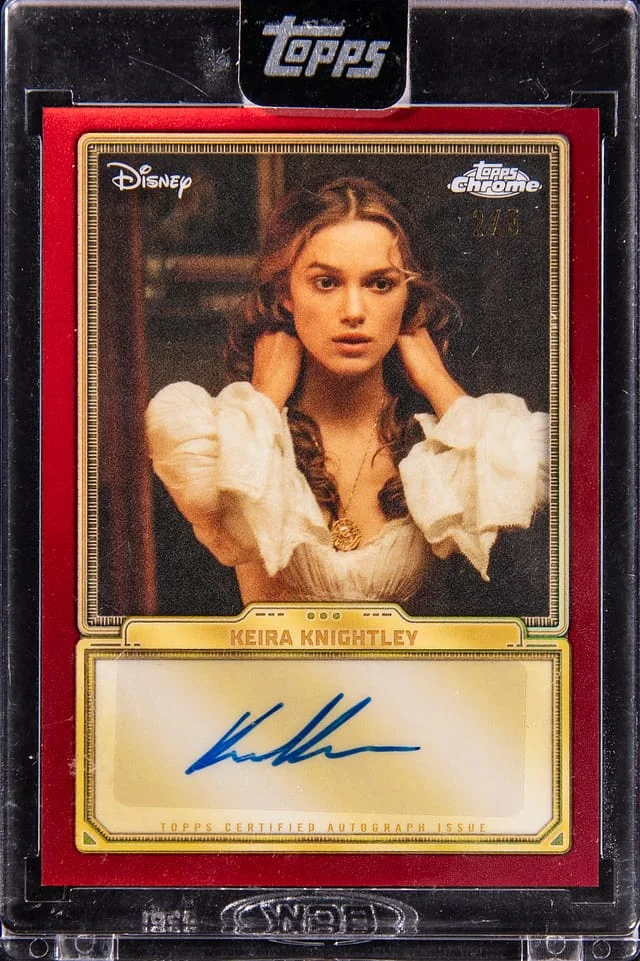 2025 Topps Chrome Kiera Knightly - Topps Encased Disney Mint Red Refractor Autograph #CA-KN card image