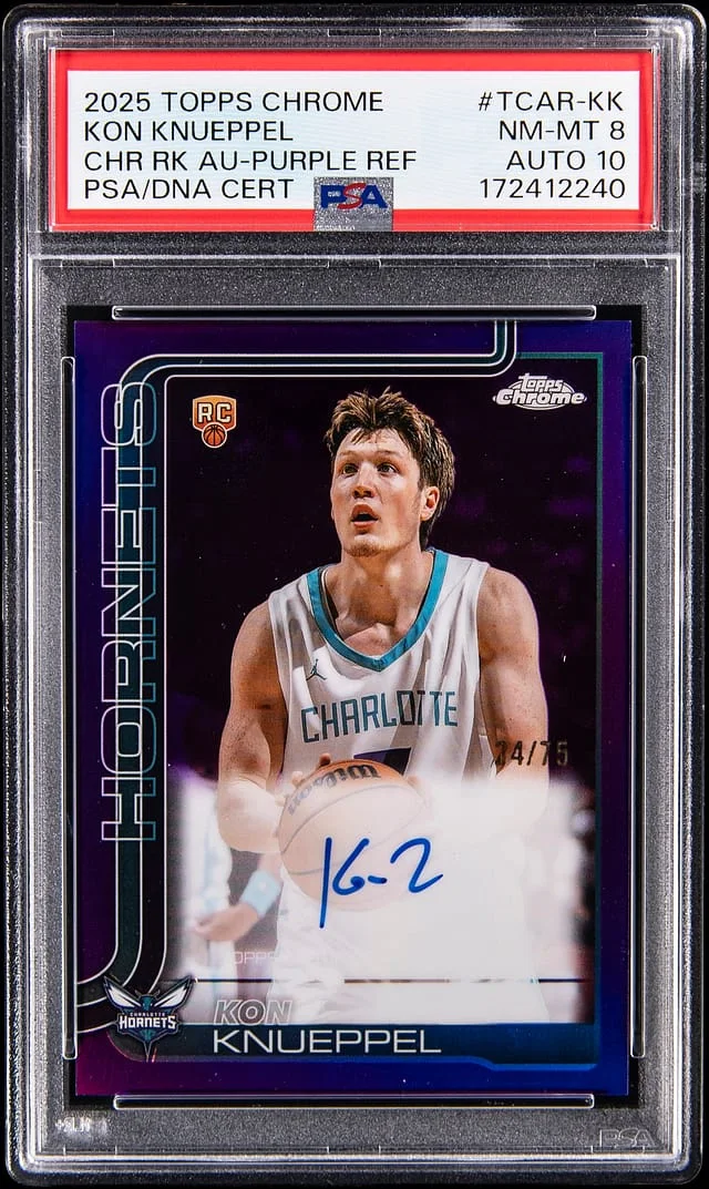 2025 Topps Chrome Kon Knueppel Autograph Purple Refractor #TCAR-KK card image