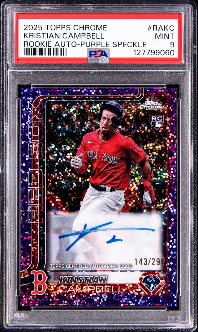 2025 Topps Chrome Kristian Campbell Autograph Purple Speckle Refractor #RAKC card image