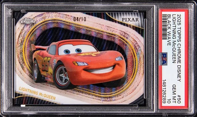 2025 Topps Chrome Lightning McQueen Disney Black Wave Refractor #50 card image