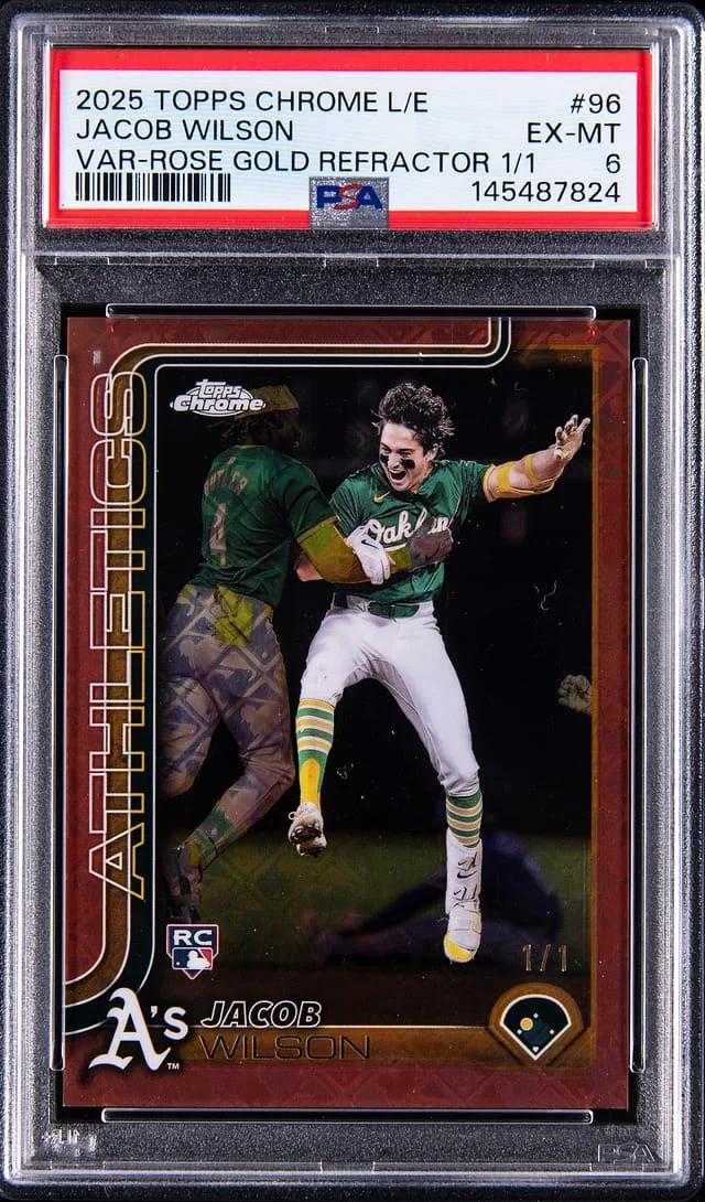 2025 Topps Chrome Logofractor Jacob Wilson Edition Variation Rose Gold Refractor #96 card image