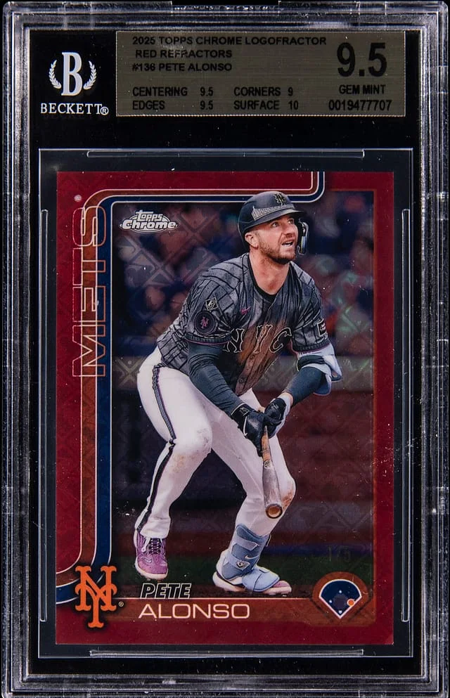 2025 Topps Chrome Logofractor Pete Alonso Red Refractor #136 card image