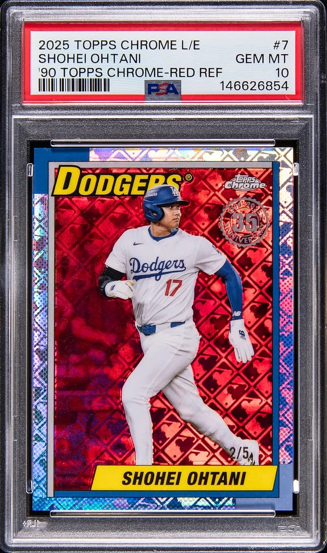 2025 Topps Chrome Logofractor Shohei Ohtani Edition '90 Topps Chrome Red Refractor #90CB-7 card image