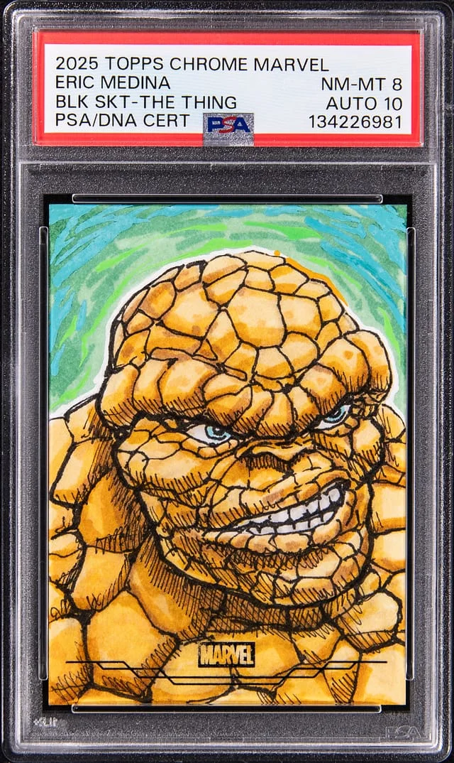 2025 Topps Chrome Marvel Black Sketch The Thing Eric Medina #no-number card image